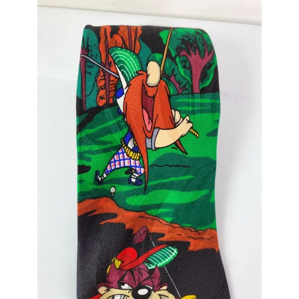 Vintage 90s Looney Tunes Bugs Bunny‎ Taz Devil Golf Tie Silk Collectible